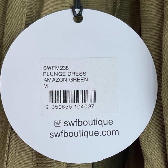 S/W/F Unlined Plunge Dress Kimono Style Sleeve Amazon Green Women's Size M NWT - Picture 10 of 10